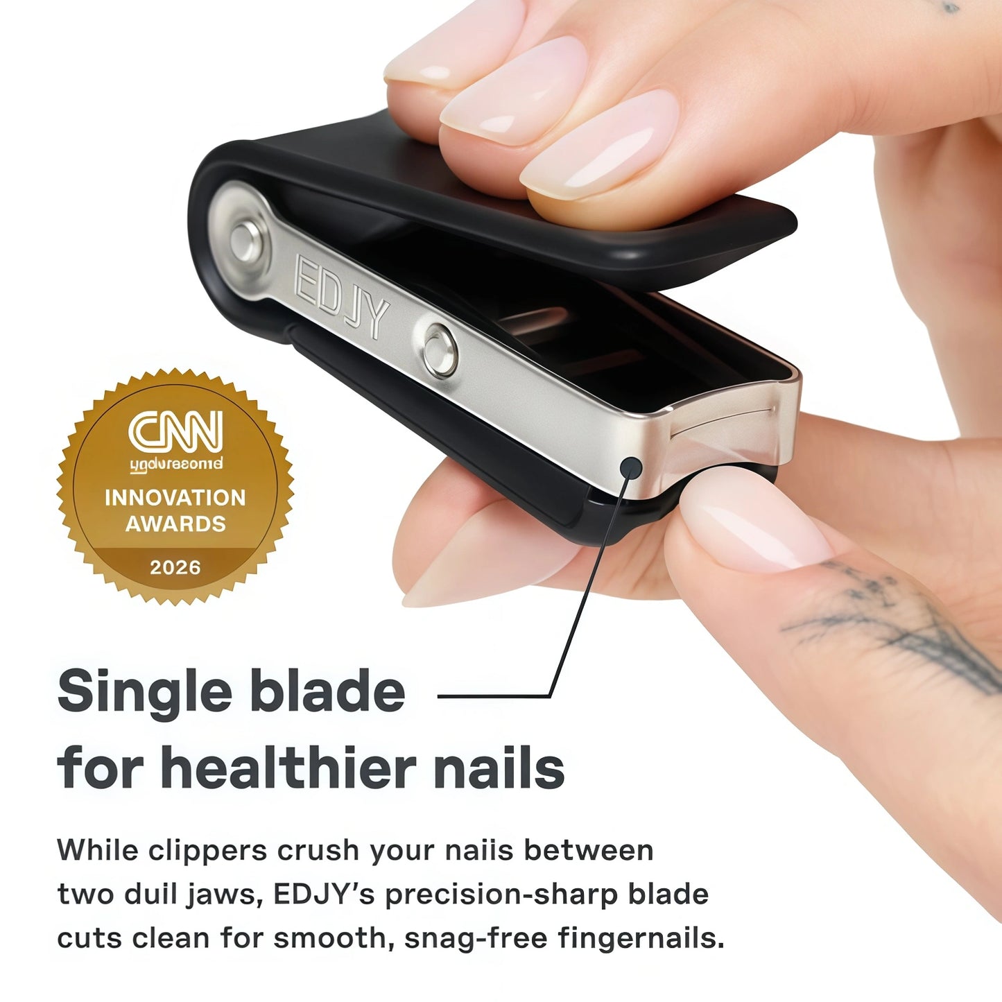 EDJY Fingernail Cutter - Precision Stainless Steel Nail Cutter for Fingernails | Sharp Blade, Ergonomic Design, Durable & Rust-Resistant | Ideal for Men and Women