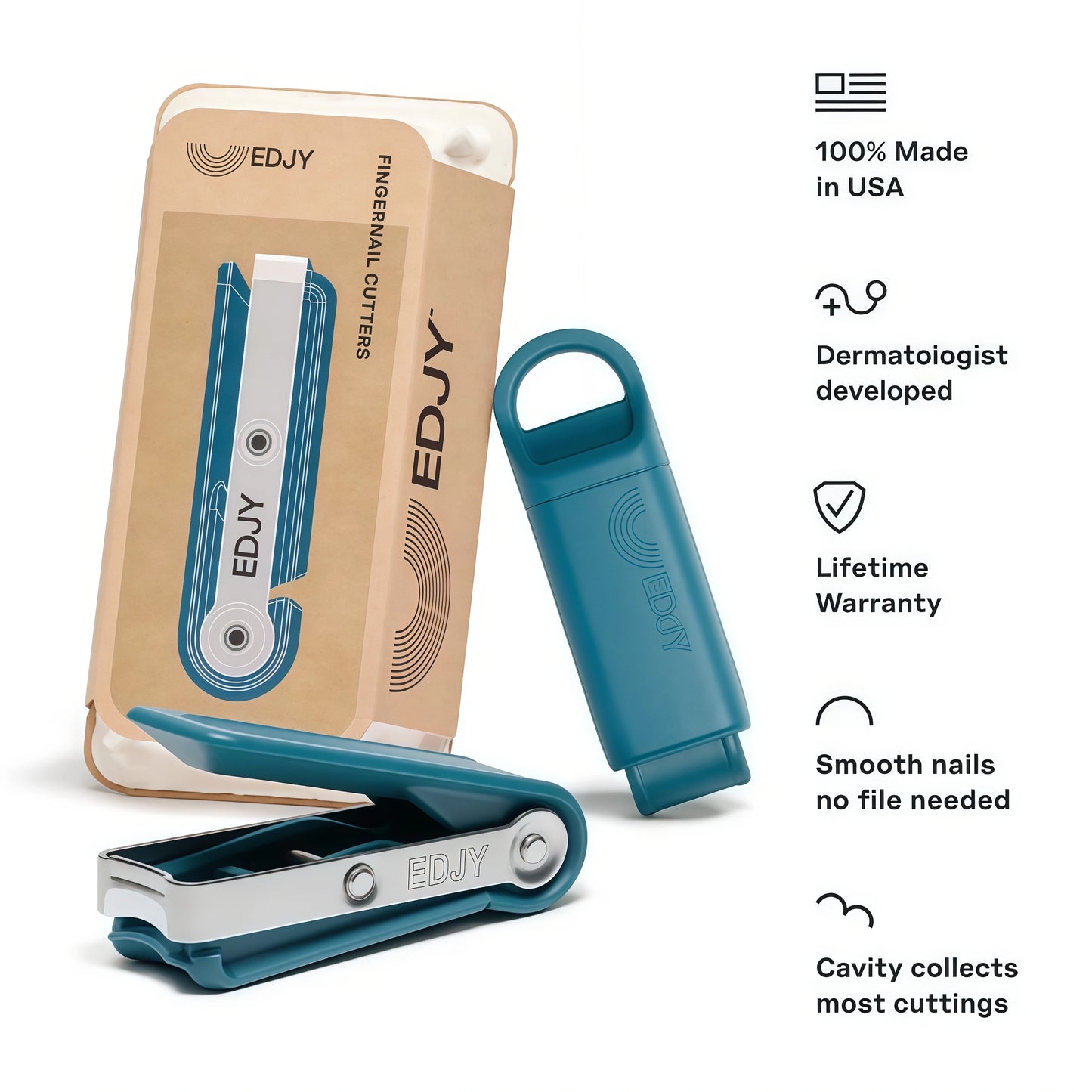 EDJY Fingernail Cutter - Precision Stainless Steel Nail Cutter for Fingernails | Sharp Blade, Ergonomic Design, Durable & Rust-Resistant | Ideal for Men and Women